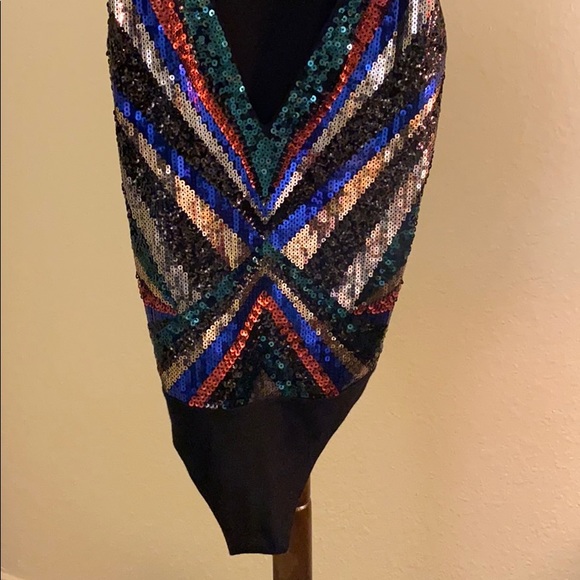 Express Women’s Sequin Plunge Bodysuit - Picture 3 of 5